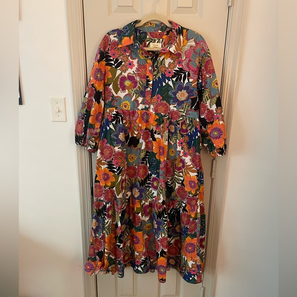 Bettina Tiered Shirt Dress by Maeve size Medium